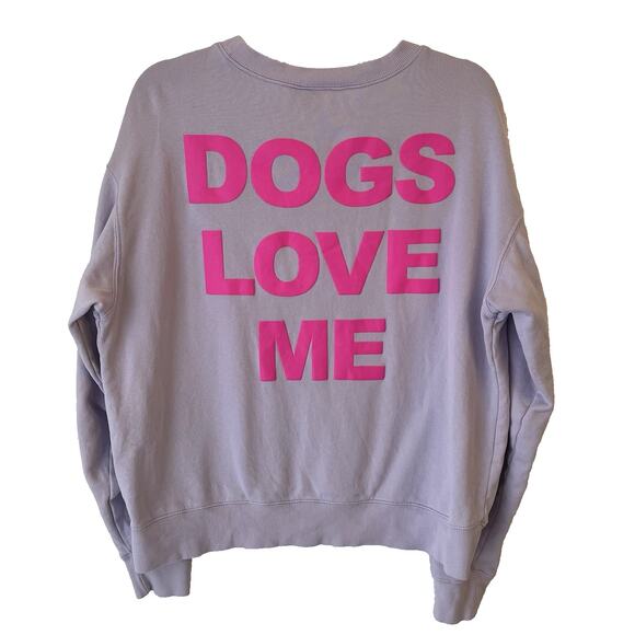 Wildfox Dogs Love Me Sweatshirt Womens Medium Crewneck Purple Pink Dog Lover - Picture 1 of 10